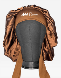 Satin Brown Medium Tie Hair Bonnet