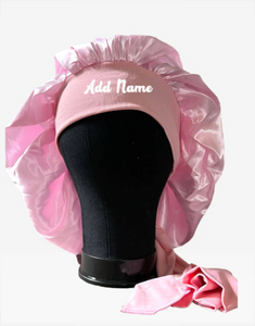 Satin Pink Medium Tie Hair Bonnet