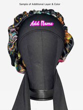 Load image into Gallery viewer, Satin Chain Print Tie Hair Bonnet
