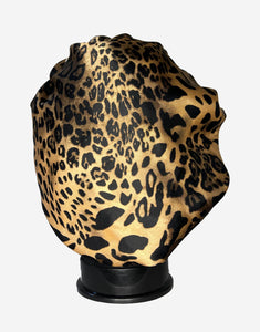 Satin Leopard Print Hair Bonnet