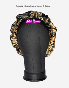 Satin Leopard Print Hair Bonnet