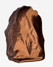 Load image into Gallery viewer, Satin Brown Medium Tie Hair Bonnet
