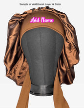 Load image into Gallery viewer, Satin Brown Medium Tie Hair Bonnet
