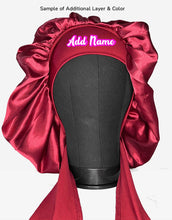 Load image into Gallery viewer, Satin Burgundy Medium Tie Hair Bonnet
