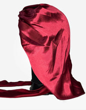 Load image into Gallery viewer, Satin Burgundy Medium Tie Hair Bonnet
