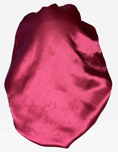 Load image into Gallery viewer, Satin Fuchsia Medium Tie Hair Bonnet
