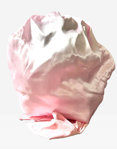 Satin Pink Medium Tie Hair Bonnet