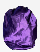 Load image into Gallery viewer, Satin Purple Medium Tie Hair Bonnet
