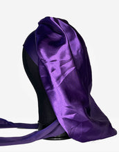 Load image into Gallery viewer, Satin Purple Medium Tie Hair Bonnet
