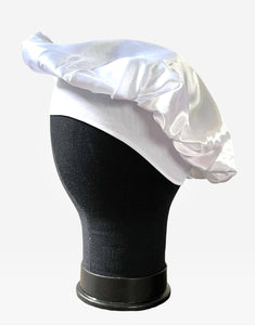 Satin White Hair Bonnet