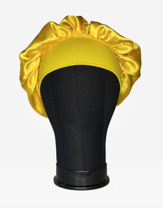 Satin Yellow Hair Bonnet